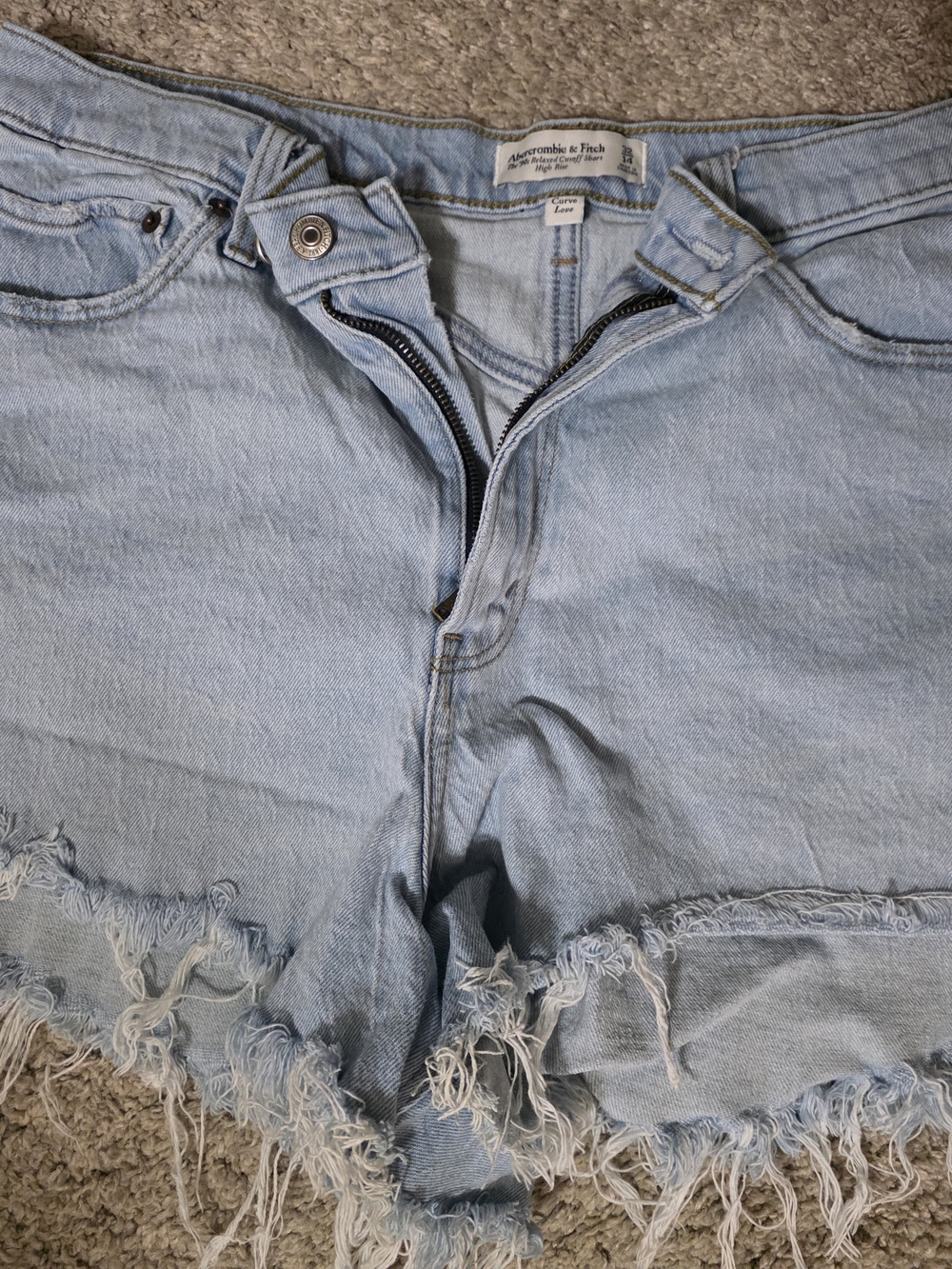 Abercrombie & Fitch Light Blue Distressed Denim Shorts